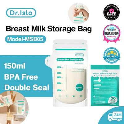 Dr.isla 30Pcs Breast milk storage bag Disposable 150ml capacity frozen milk storage bag BPA Free - Slobuy