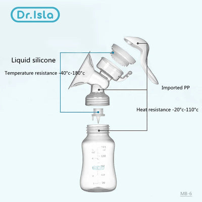 Dr.isla Breast Pump Manual Suction Milk Pump Feeding Breasts Pumps Milk Bottle Sucking Postpartum Supplies BPA Free - Slobuy