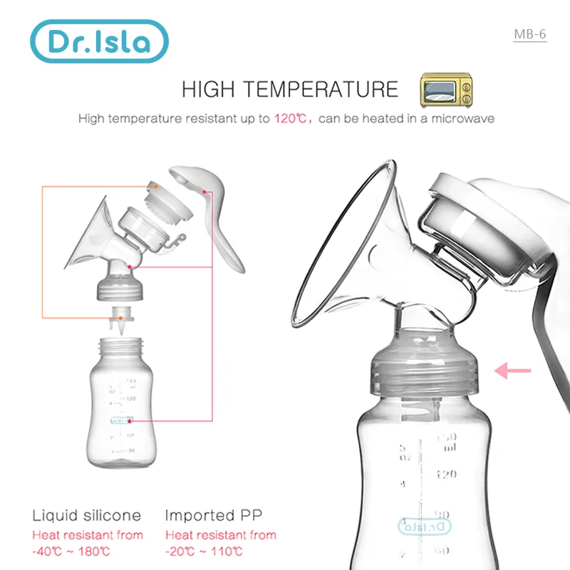 Dr.isla Breast Pump Manual Suction Milk Pump Feeding Breasts Pumps Milk Bottle Sucking Postpartum Supplies BPA Free - Slobuy