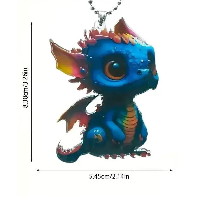 Dragon Car Pendant 2D Acrylic Auto Rearview Mirror Pendants Car Decor Charm Dragon Keychain Car Ornament Decoration Accessories - Slobuy