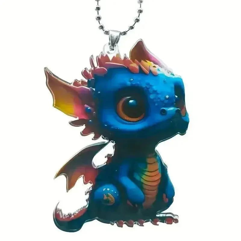 Dragon Car Pendant 2D Acrylic Auto Rearview Mirror Pendants Car Decor Charm Dragon Keychain Car Ornament Decoration Accessories - Slobuy