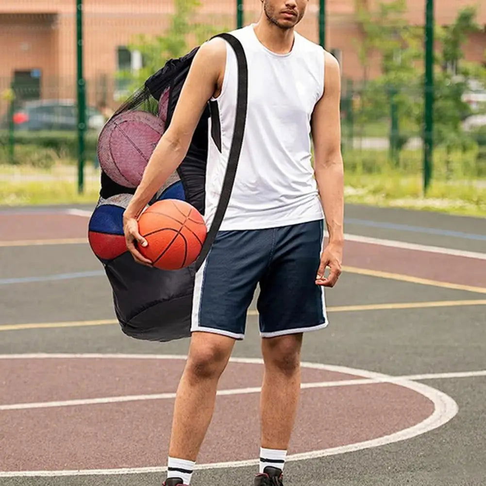 Drawstring Sports Ball Bag Football Mesh Bag Basketball Backpack Football Soccer Volleyball Ball Storage Bags Swimming Gear Bag - Slobuy