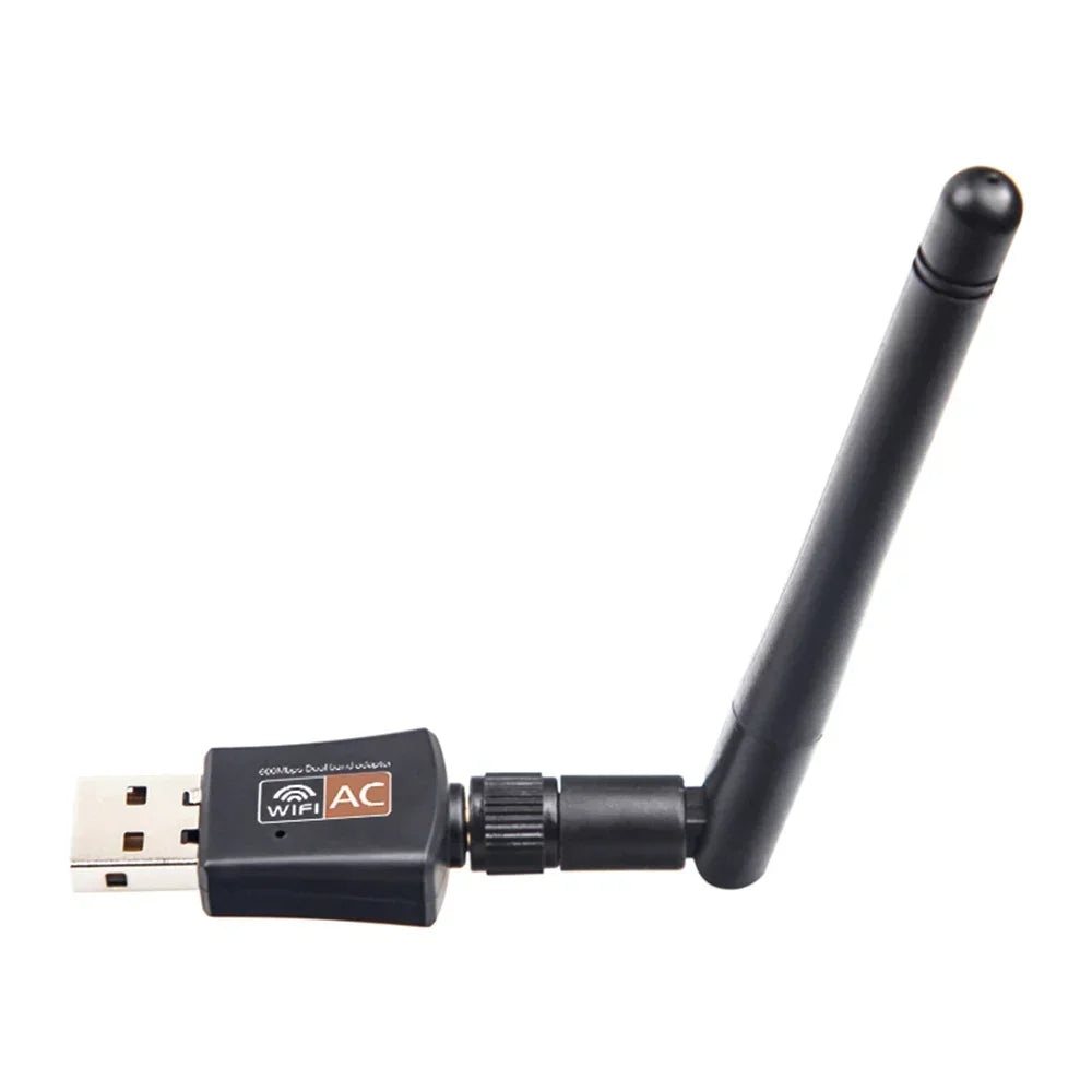 Drive free USB wifi 600Mbps Dual Band Adapter AC650 2.4GHz 5GHz WiFi with Antenna PC Mini Computer Network Card Receiver - Slobuy