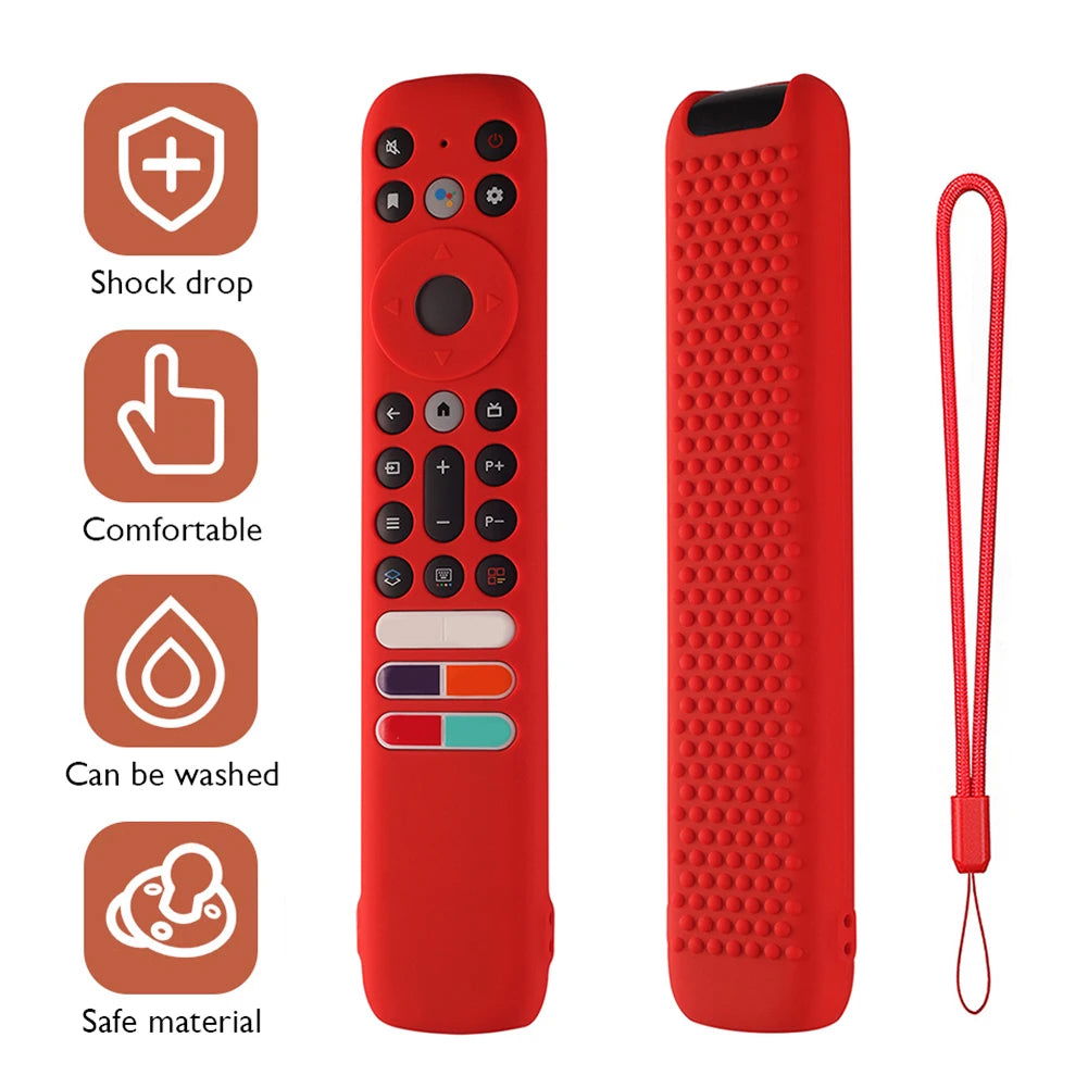 Drop-Proof Shell Silicone Remote Control Cover Protector with Lanyard Shockproof Accessories for TCL RC902V FMR1 FMR2 FMR4 - Slobuy