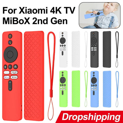 Drop-Proof Shell with Lanyard Remote Control Cover Protector Shockproof Anti-Slip Accessories for Xiaomi 4K TV MiBoX 2nd Gen - Slobuy