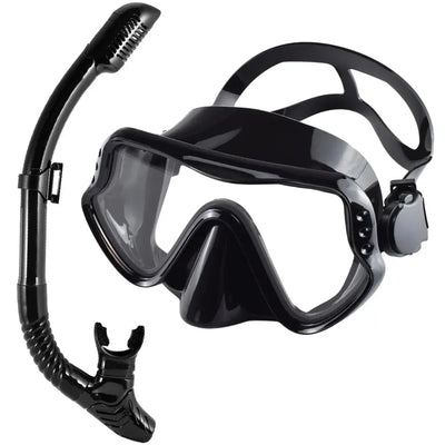 Dry Snorkel Set Diving Mask For Adults Tempered Glass Professional Panoramic Snorkeling Gear Swimming Training Snorkel Kit - Slobuy