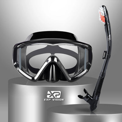 Dry Snorkel Set, Pano 3 Window Snorkel Mask, Anti-Fog Scuba Diving Goggle and Snorkel, Adult Snorkeling Swim Mask with  PC  Lens - Slobuy