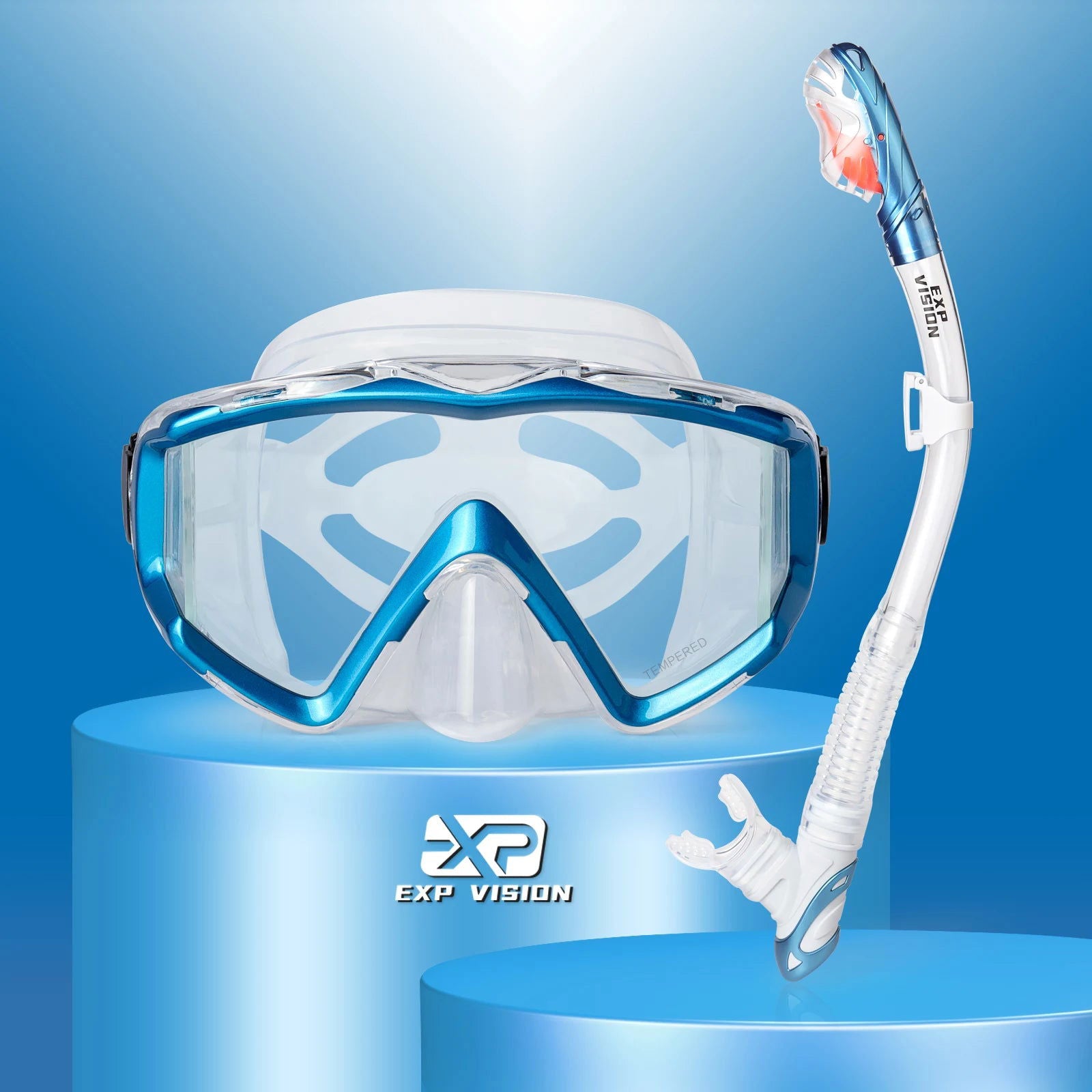 Dry Snorkel Set, Pano 3 Window Snorkel Mask, Anti-Fog Scuba Diving Goggle and Snorkel, Adult Snorkeling Swim Mask with  PC  Lens - Slobuy