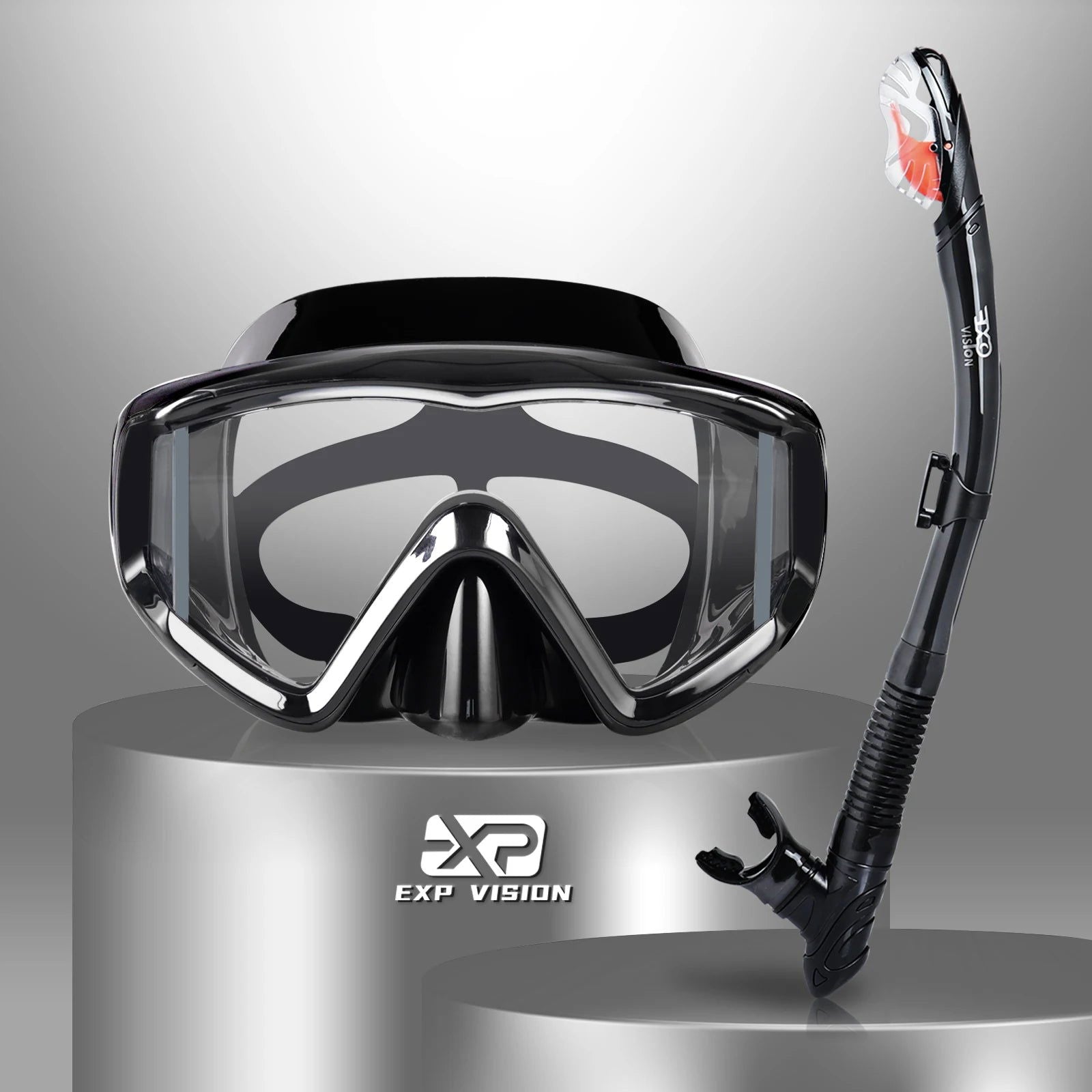Dry Snorkel Set, Pano 3 Window Snorkel Mask, Anti-Fog Scuba Diving Goggle and Snorkel, Adult Snorkeling Swim Mask with  PC  Lens - Slobuy