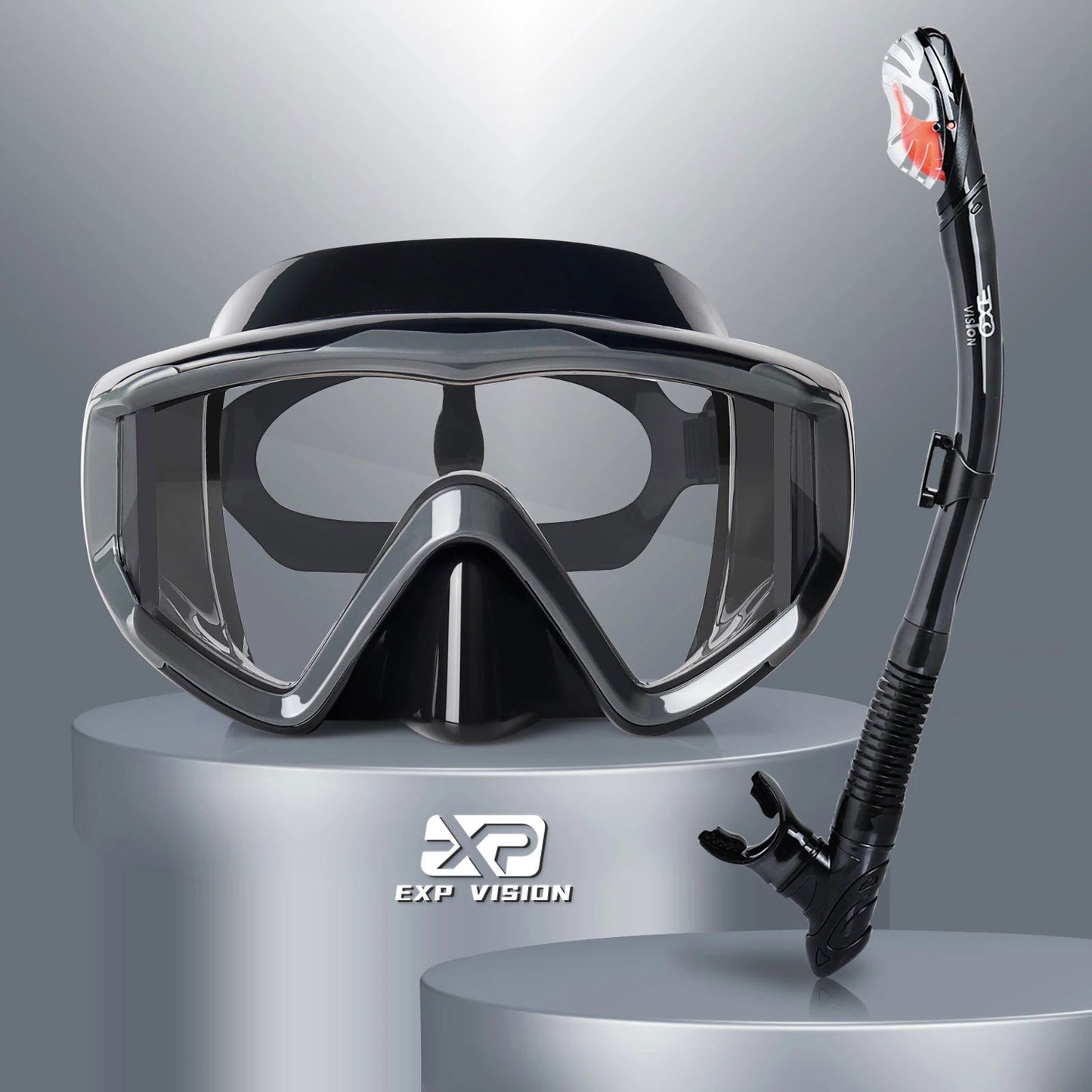 Dry Snorkel Set, Pano 3 Window Snorkel Mask, Anti-Fog Scuba Diving Goggle and Snorkel, Adult Snorkeling Swim Mask with  PC  Lens - Slobuy