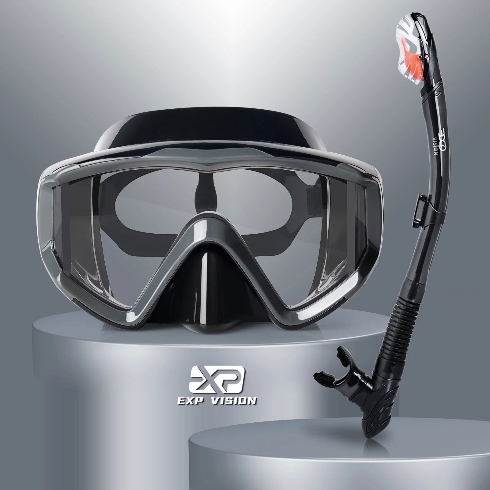 Dry Snorkel Set, Pano 3 Window Snorkel Mask, Anti-Fog Scuba Diving Goggle and Snorkel, Adult Snorkeling Swim Mask with  PC  Lens - Slobuy