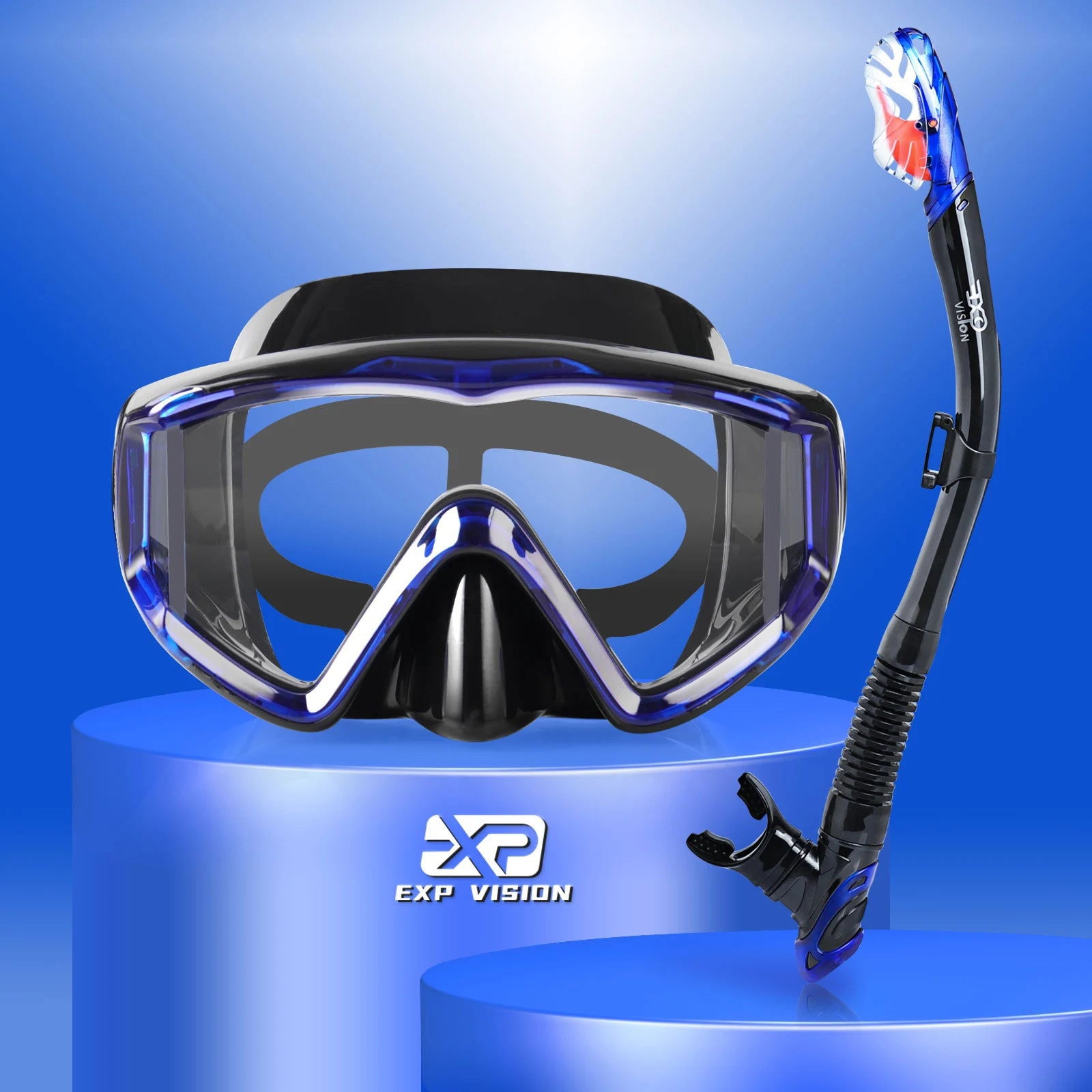 Dry Snorkel Set, Pano 3 Window Snorkel Mask, Anti-Fog Scuba Diving Goggle and Snorkel, Adult Snorkeling Swim Mask with  PC  Lens - Slobuy