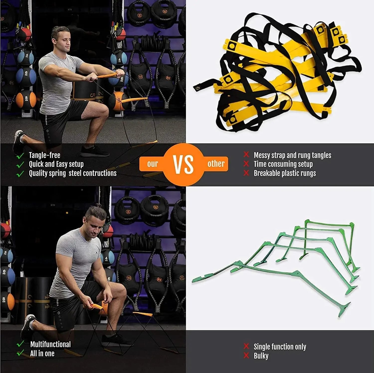 Dual-Purpose Soccer Training Jump Ladder Multifunctional Agility Ladder Speed Training Coordination Footwork Football Equipment - Slobuy