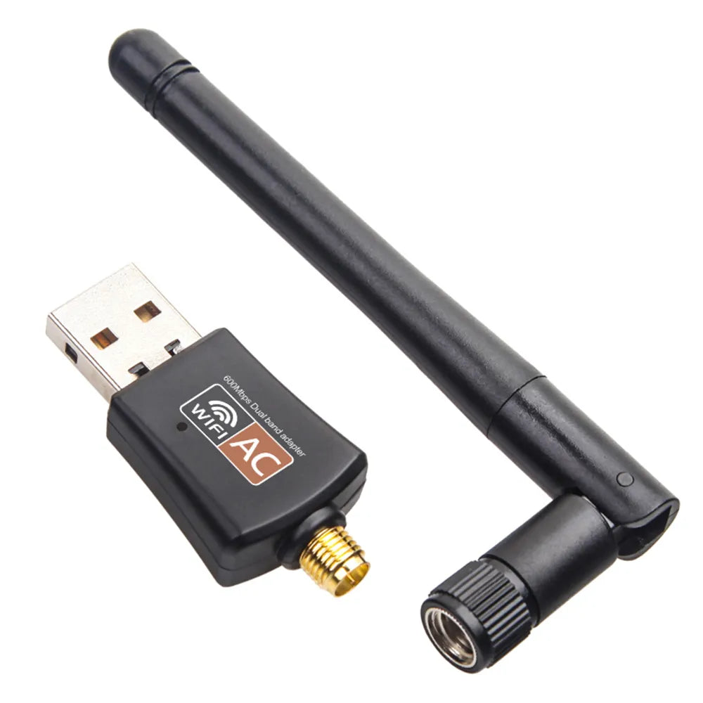Dual Band 600Mbps USB wifi Adapter 2.4GHz 5GHz WiFi with Antenna PC Mini Computer Network Card Receiver - Slobuy