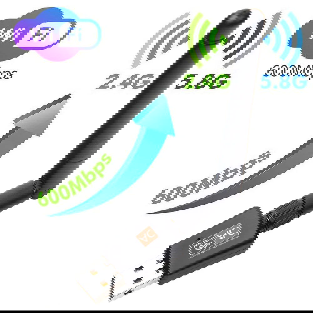 Dual Band 600Mbps USB wifi Adapter 2.4GHz 5GHz WiFi with Antenna PC Mini Computer Network Card Receiver - Slobuy