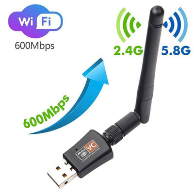 Dual Band 600Mbps USB wifi Adapter 2.4GHz 5GHz WiFi with Antenna PC Mini Computer Network Card Receiver - Slobuy