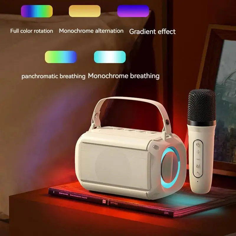 Dual Microphone Karaoke Machine Subwoofer Portable Bluetooth PA Speaker System with 1-2 Wireless Mic Home Family Singing Machine - Slobuy