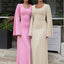Dulzura Solid Ribbed Trumpet Sleeves Maxi Dress Back Lace-Up Straps Elegant Casual 2023 Autumn Winter For Women Birthday - Slobuy