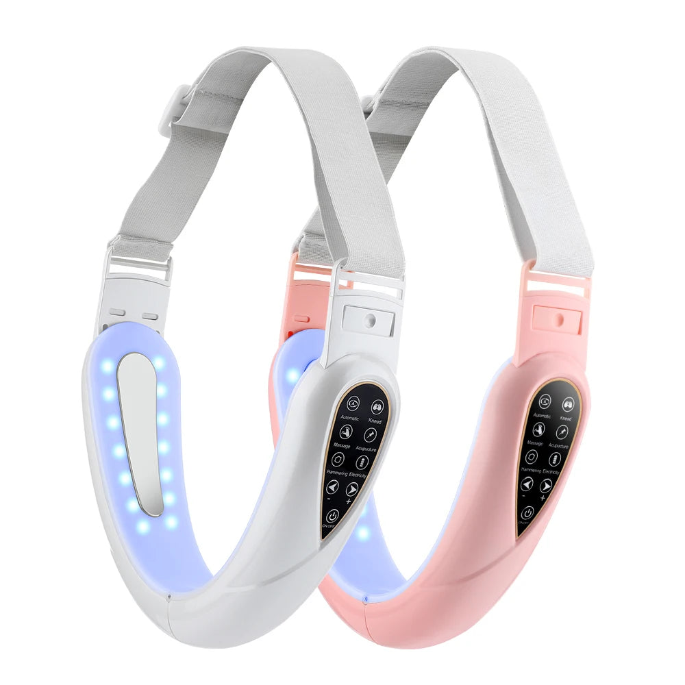 EMS Double Chin V Shape Lift Belt Facial Lifting Massager Face Slimming Vibration Face Lift Device with Remote Control Skin Care - Slobuy