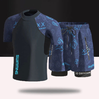 EU2XS-XL Men Teens Swim Trunks Anti Embarrassment Loose Quick Dry Swimming Shorts Seaside Beach Swimsuit Hot Spring Swimwear Set - Slobuy