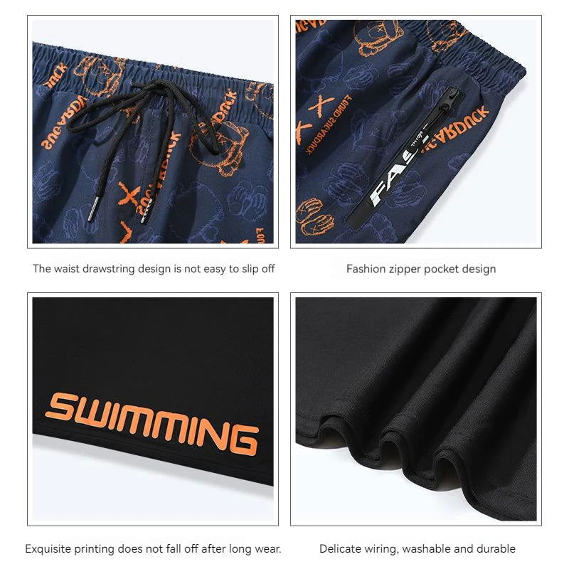 EU2XS-XL Men Teens Swim Trunks Anti Embarrassment Loose Quick Dry Swimming Shorts Seaside Beach Swimsuit Hot Spring Swimwear Set - Slobuy