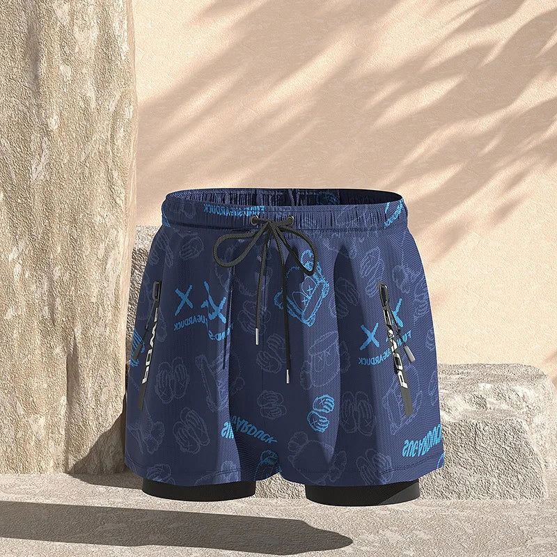 EU2XS-XL Men Teens Swim Trunks Anti Embarrassment Loose Quick Dry Swimming Shorts Seaside Beach Swimsuit Hot Spring Swimwear Set - Slobuy