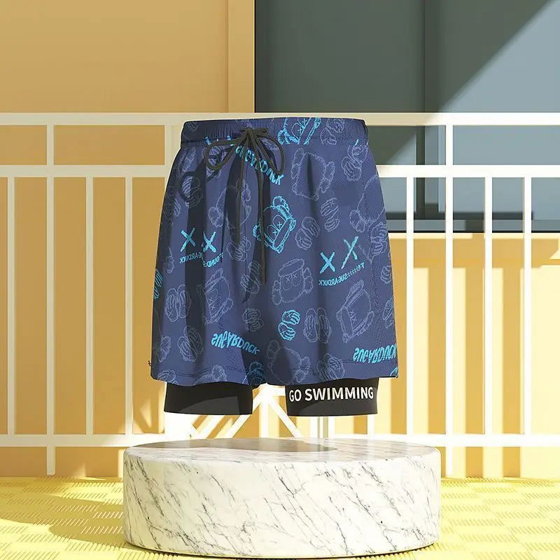 EU2XS-XL Men Teens Swim Trunks Anti Embarrassment Loose Quick Dry Swimming Shorts Seaside Beach Swimsuit Hot Spring Swimwear Set - Slobuy