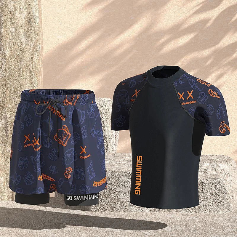 EU2XS-XL Men Teens Swim Trunks Anti Embarrassment Loose Quick Dry Swimming Shorts Seaside Beach Swimsuit Hot Spring Swimwear Set - Slobuy