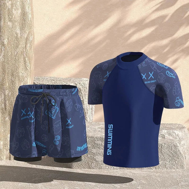 EU2XS-XL Men Teens Swim Trunks Anti Embarrassment Loose Quick Dry Swimming Shorts Seaside Beach Swimsuit Hot Spring Swimwear Set - Slobuy