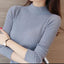 EVNISI Autumn Women Mock Neck Ruffles Sweater Long Sleeve Knitted Bottoming Solid Pullovers Stripe Women Casual Sweater Winter - Slobuy