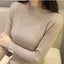 EVNISI Autumn Women Mock Neck Ruffles Sweater Long Sleeve Knitted Bottoming Solid Pullovers Stripe Women Casual Sweater Winter - Slobuy