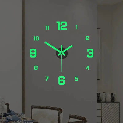 EW Creative Simple Luminous Digital Clock European Style DIY Silent Wall Clock Study Living Room Punch-Free Wall Sticker Clock - Slobuy