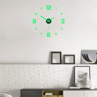 EW Creative Simple Luminous Digital Clock European Style DIY Silent Wall Clock Study Living Room Punch-Free Wall Sticker Clock - Slobuy