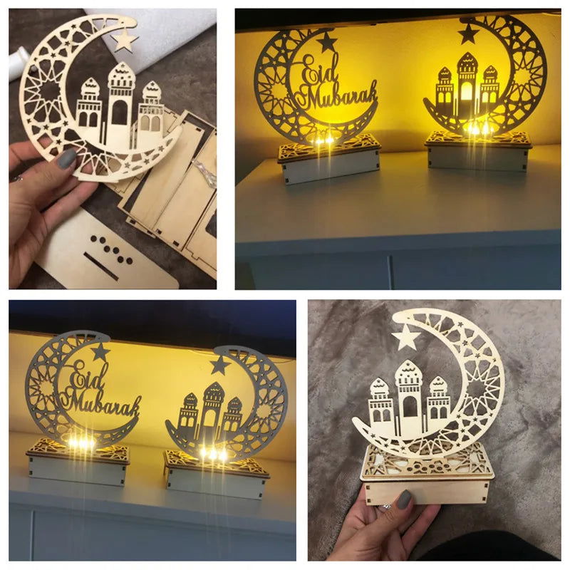 Eid Mubarak DIY Wooden Candle Holder Ramadan Decoration For Home Table Muslim Islamic Festival Party Candlestick Gift - Slobuy