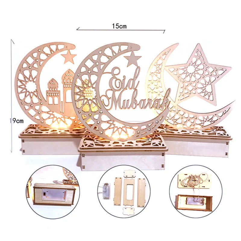 Eid Mubarak DIY Wooden Candle Holder Ramadan Decoration For Home Table Muslim Islamic Festival Party Candlestick Gift - Slobuy