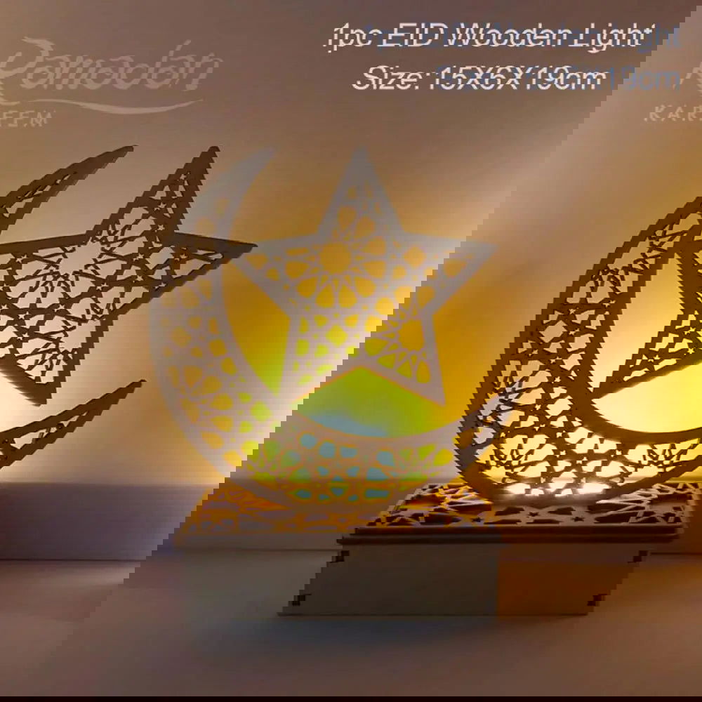 Eid Mubarak DIY Wooden Candle Holder Ramadan Decoration For Home Table Muslim Islamic Festival Party Candlestick Gift - Slobuy