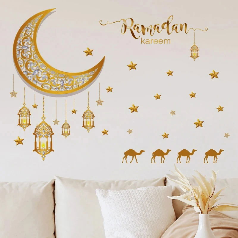 Eid Window Stickers Ramadan Decoration Eid Mubarak Decor for Home 2024 Ramadan Kareem Islam Muslim Party Supplies Eid Al-fitr - Slobuy