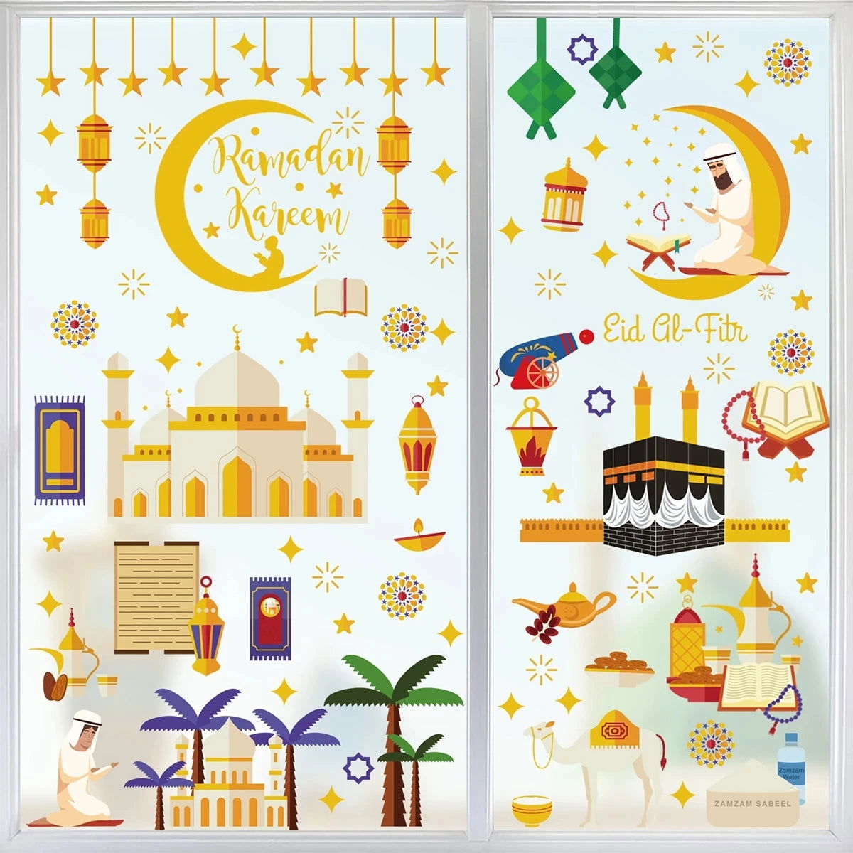 Eid Window Stickers Ramadan Decoration Eid Mubarak Decor for Home 2024 Ramadan Kareem Islam Muslim Party Supplies Eid Al-fitr - Slobuy