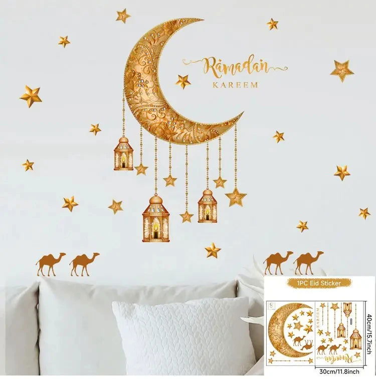 Eid Window Stickers Ramadan Decoration Eid Mubarak Decor for Home 2024 Ramadan Kareem Islam Muslim Party Supplies Eid Al-fitr - Slobuy