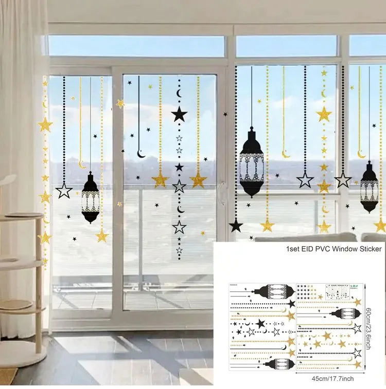 Eid Window Stickers Ramadan Decoration Eid Mubarak Decor for Home 2024 Ramadan Kareem Islam Muslim Party Supplies Eid Al-fitr - Slobuy
