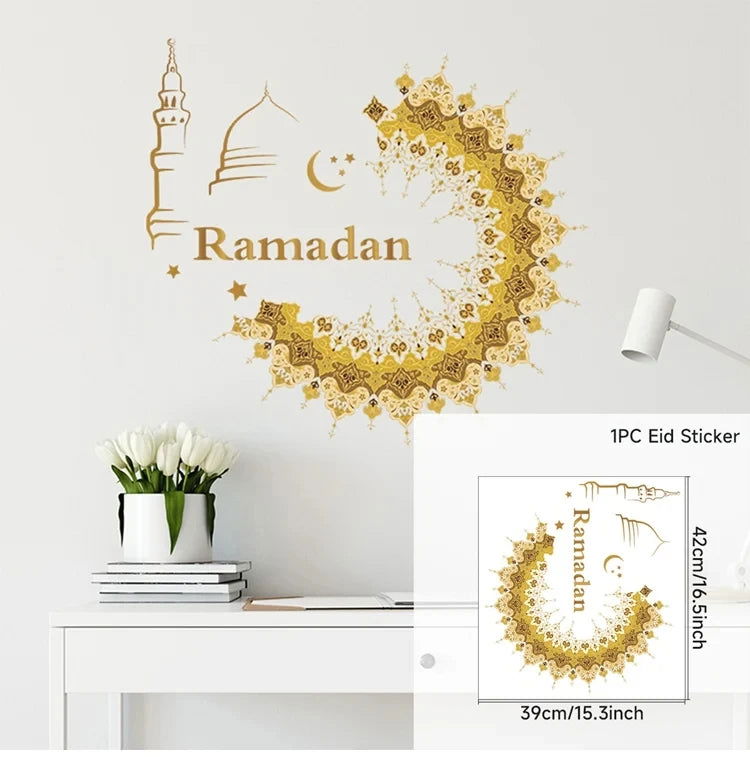 Eid Window Stickers Ramadan Decoration Eid Mubarak Decor for Home 2024 Ramadan Kareem Islam Muslim Party Supplies Eid Al-fitr - Slobuy