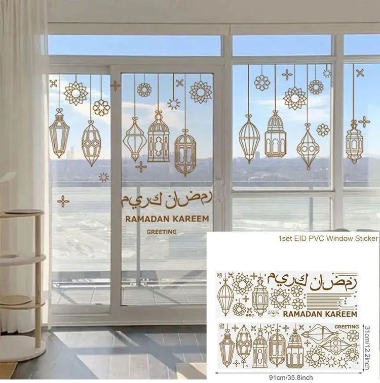 Eid Window Stickers Ramadan Decoration Eid Mubarak Decor for Home 2024 Ramadan Kareem Islam Muslim Party Supplies Eid Al-fitr - Slobuy