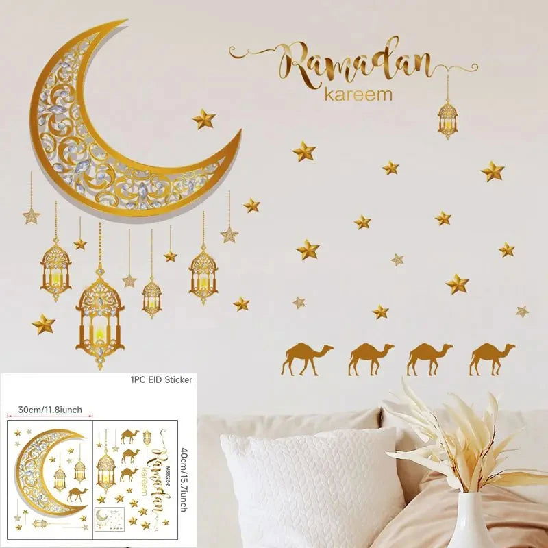 Eid Window Stickers Ramadan Decoration Eid Mubarak Decor for Home 2024 Ramadan Kareem Islam Muslim Party Supplies Eid Al-fitr - Slobuy
