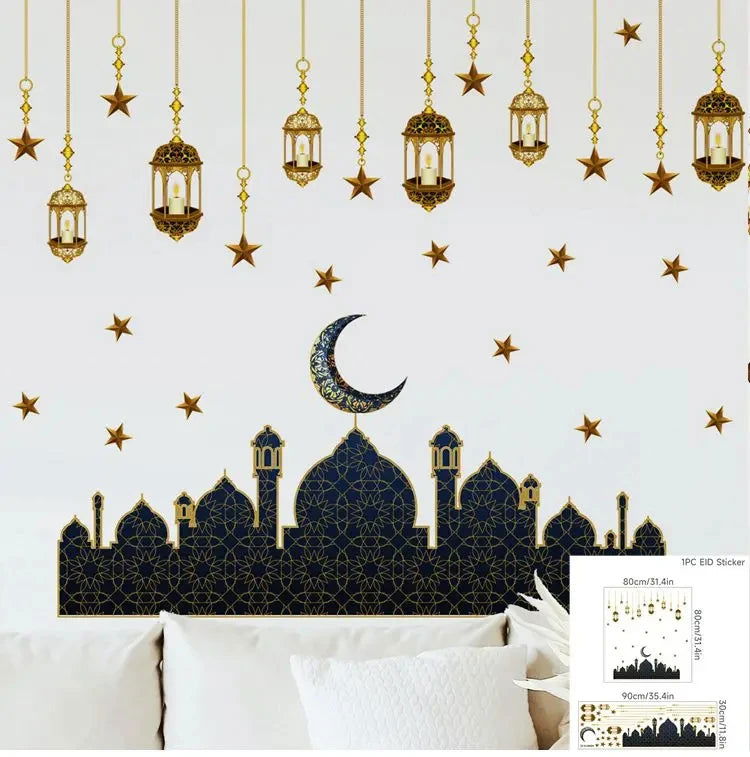 Eid Window Stickers Ramadan Decoration Eid Mubarak Decor for Home 2024 Ramadan Kareem Islam Muslim Party Supplies Eid Al-fitr - Slobuy