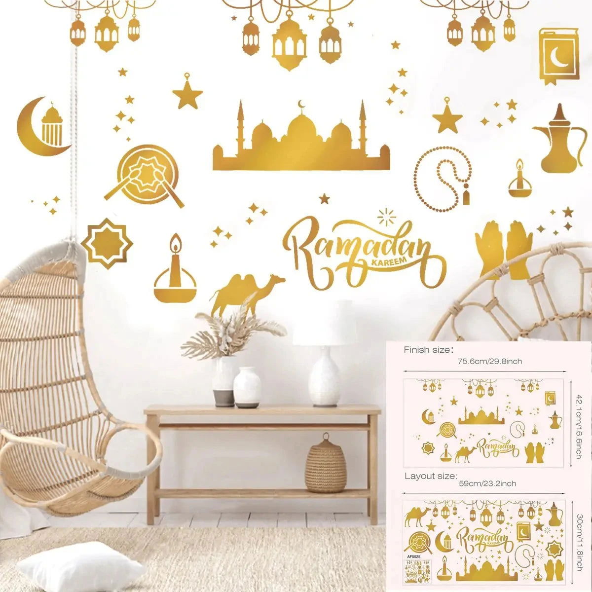 Eid Window Stickers Ramadan Decoration Eid Mubarak Decor for Home 2024 Ramadan Kareem Islam Muslim Party Supplies Eid Al-fitr - Slobuy