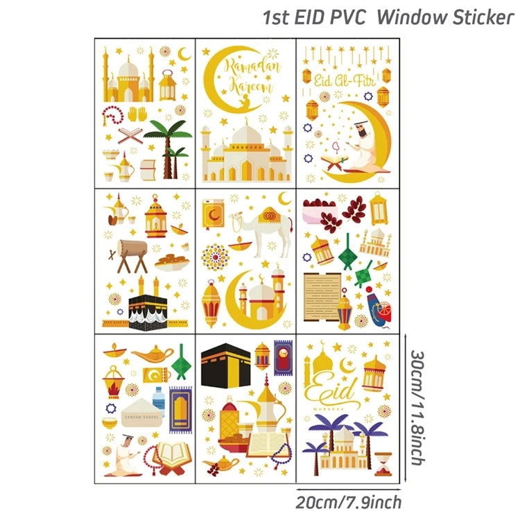 Eid Window Stickers Ramadan Decoration Eid Mubarak Decor for Home 2024 Ramadan Kareem Islam Muslim Party Supplies Eid Al-fitr - Slobuy