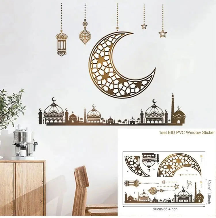 Eid Window Stickers Ramadan Decoration Eid Mubarak Decor for Home 2024 Ramadan Kareem Islam Muslim Party Supplies Eid Al-fitr - Slobuy