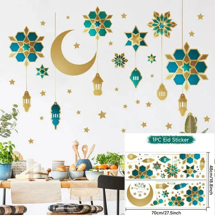Eid Window Stickers Ramadan Decoration Eid Mubarak Decor for Home 2024 Ramadan Kareem Islam Muslim Party Supplies Eid Al-fitr - Slobuy