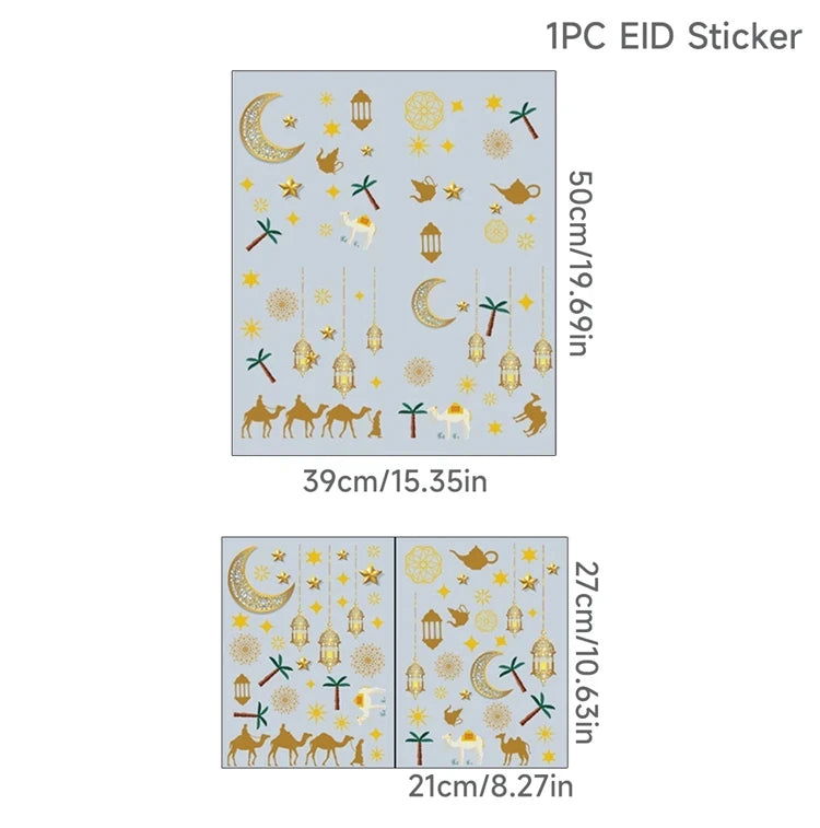 Eid Window Stickers Ramadan Decoration Eid Mubarak Decor for Home 2024 Ramadan Kareem Islam Muslim Party Supplies Eid Al-fitr - Slobuy