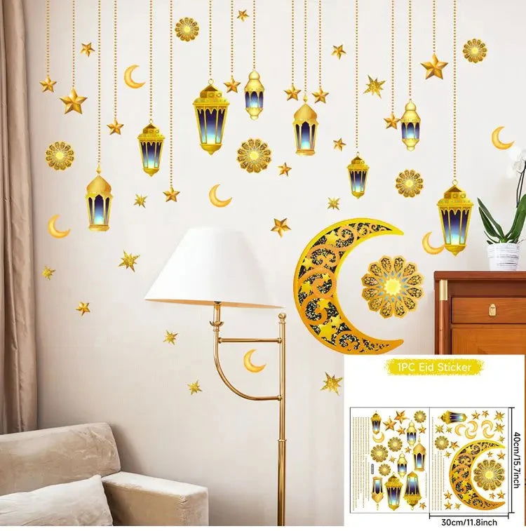 Eid Window Stickers Ramadan Decoration Eid Mubarak Decor for Home 2024 Ramadan Kareem Islam Muslim Party Supplies Eid Al-fitr - Slobuy